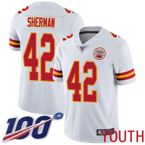 Youth Kansas City Chiefs #42 Sherman Anthony White Vapor Untouchable Limited Player 100th Season Nike NFL Jersey